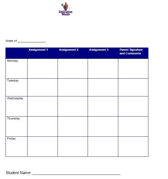 assignment calendar template