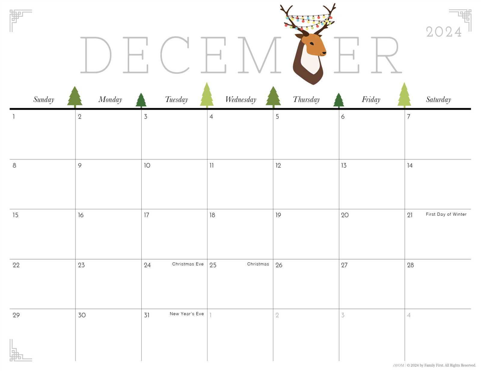 holiday themed calendar template