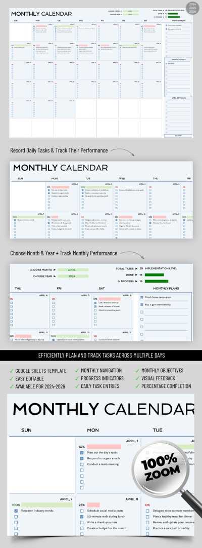 template monthly calendar