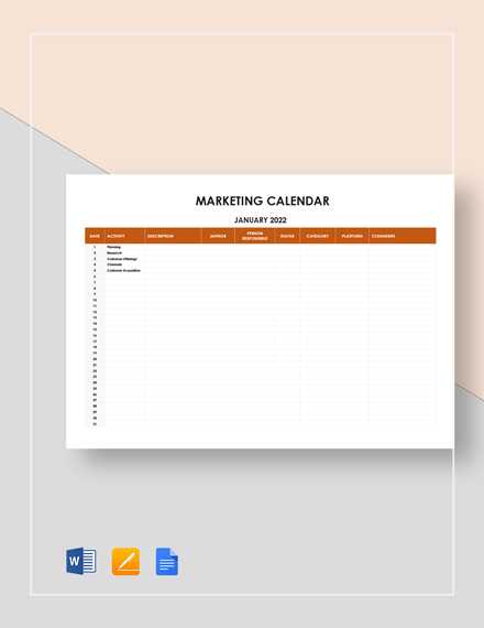 marcom calendar template