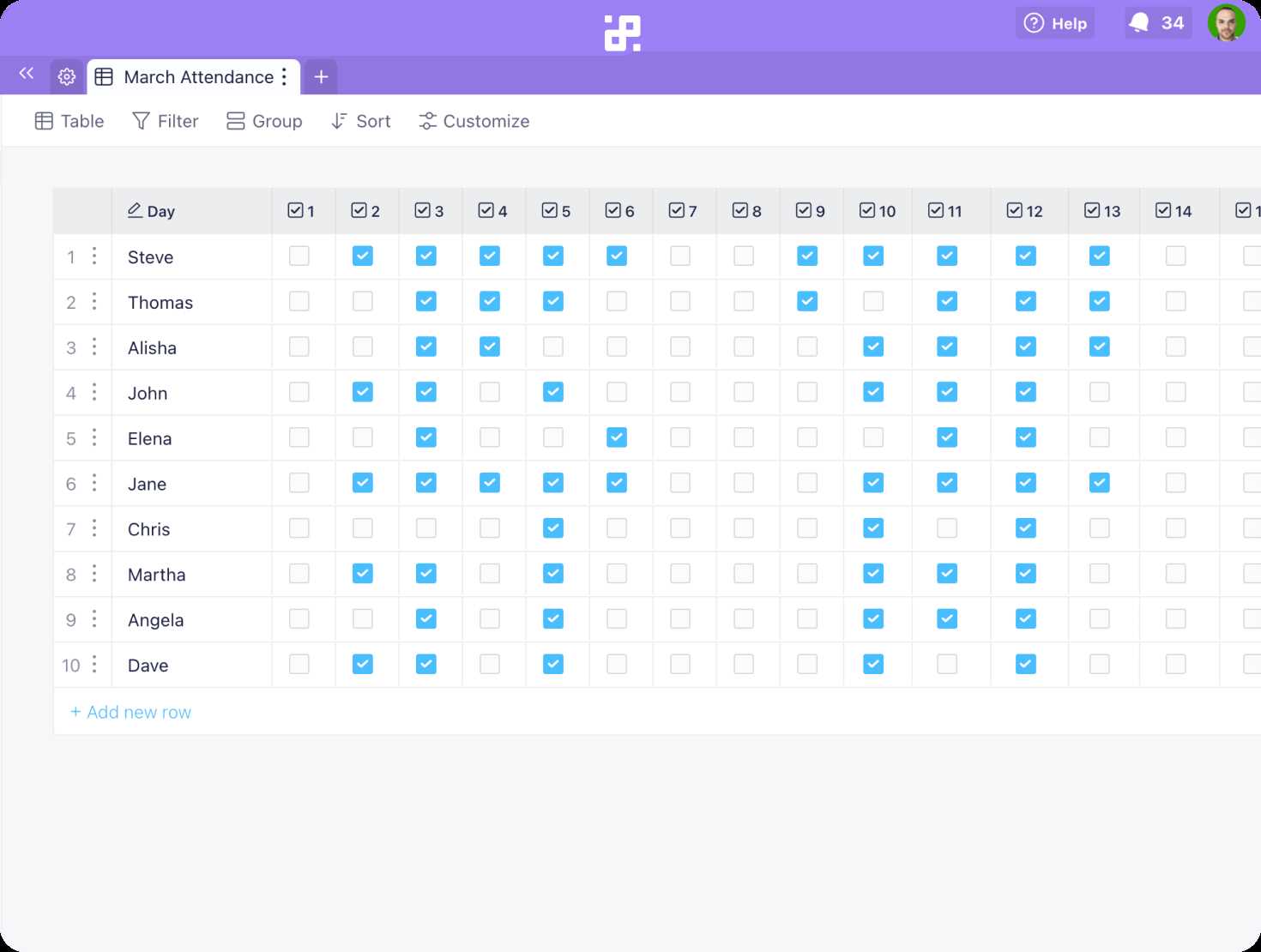 employee attendance calendar template