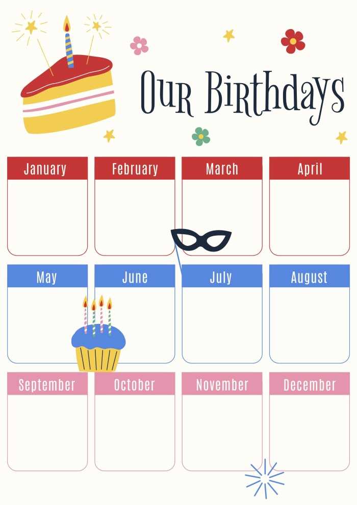 employee birthday office birthday calendar template