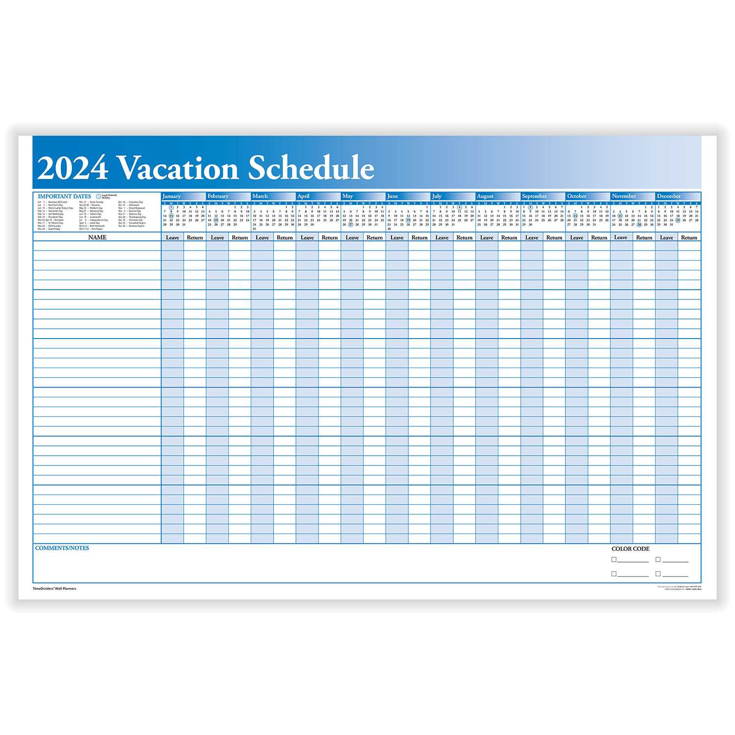 employee pto calendar template