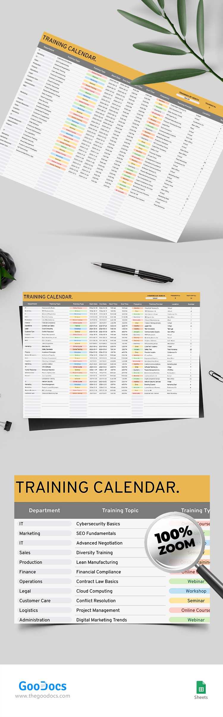 employee training calendar template