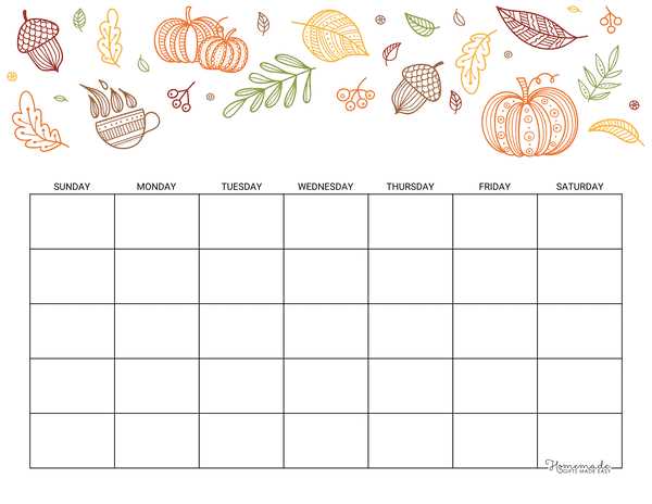 empty month calendar template