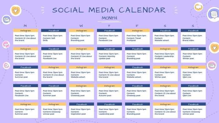 social media content calendar free template