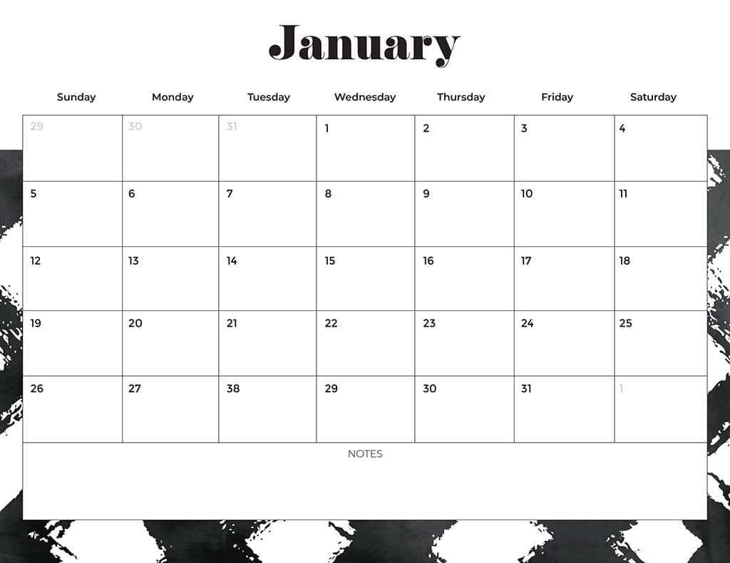 2025 month calendar template