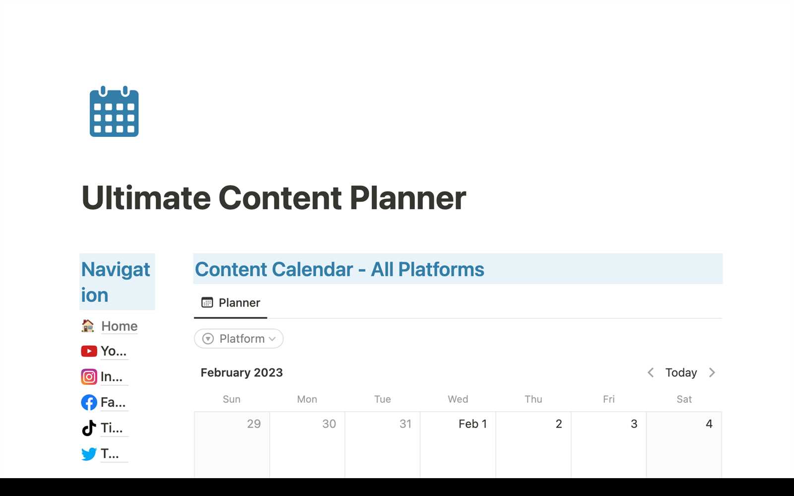 notion template calendar free