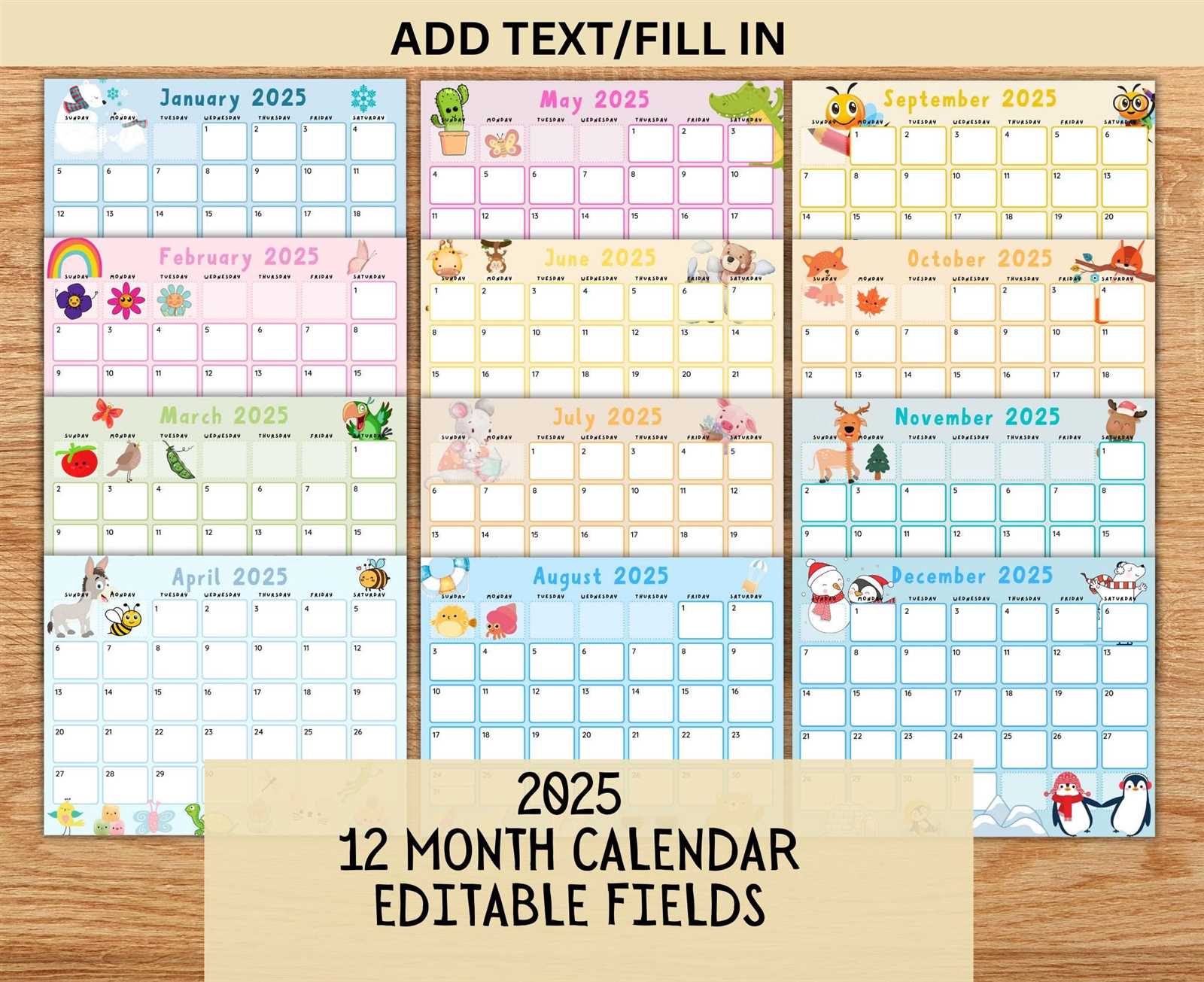 cute editable calendar template