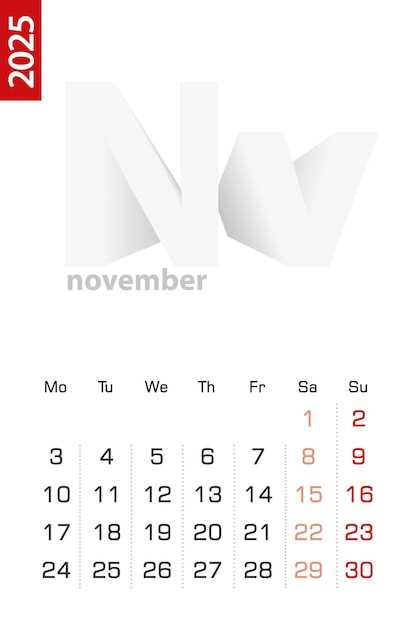 calendar template november 2025 printable