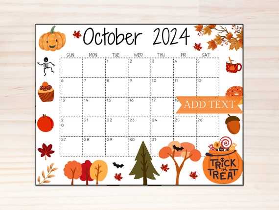 cute october calendar template