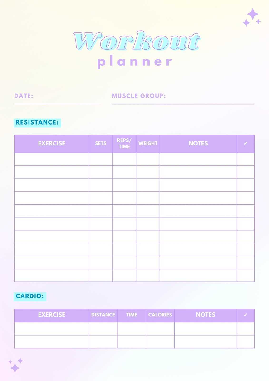 workout plan calendar template