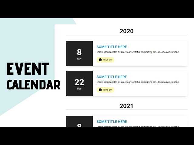 event calendar template for website