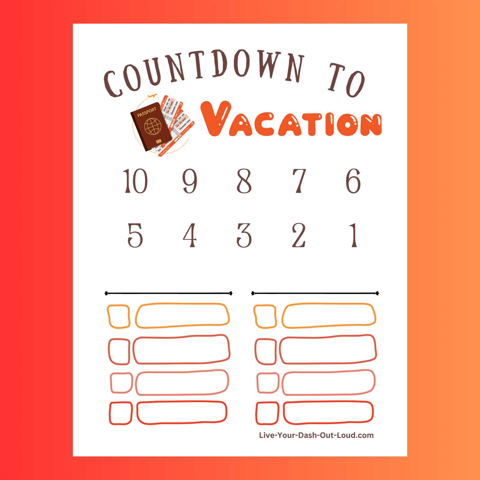 vacation countdown calendar template