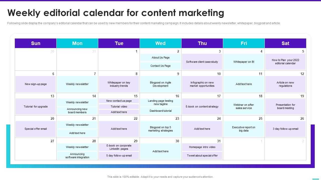 newsletter editorial calendar template