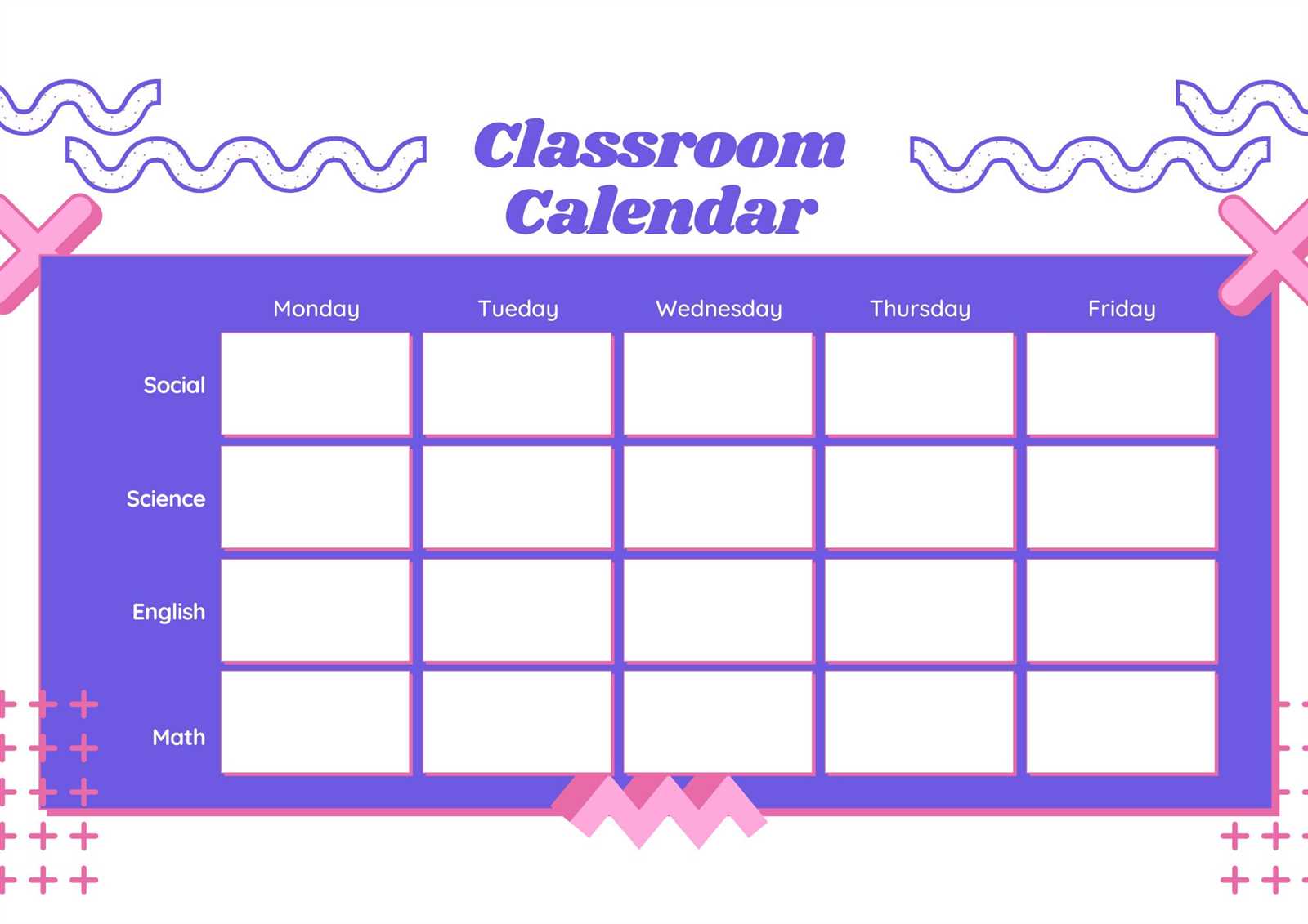 classroom calendar template