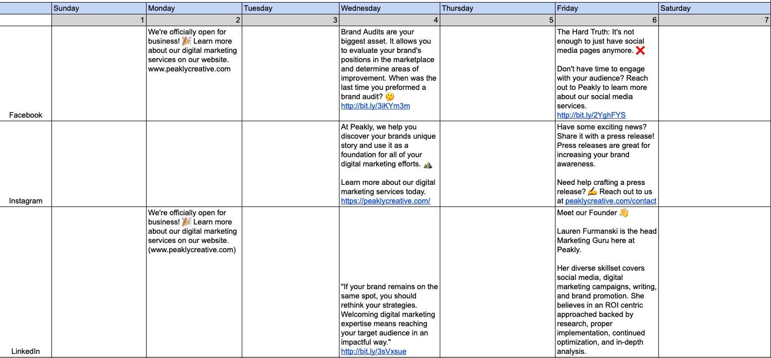 facebook editorial calendar template