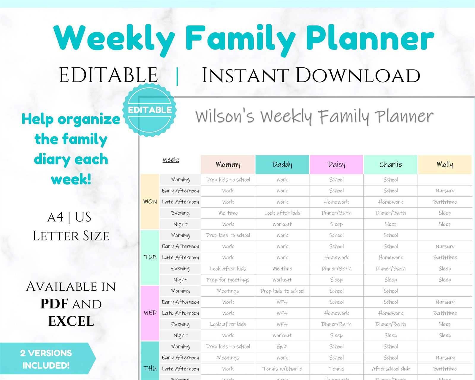 family schedule calendar template