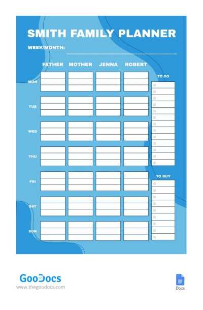 family schedule calendar template