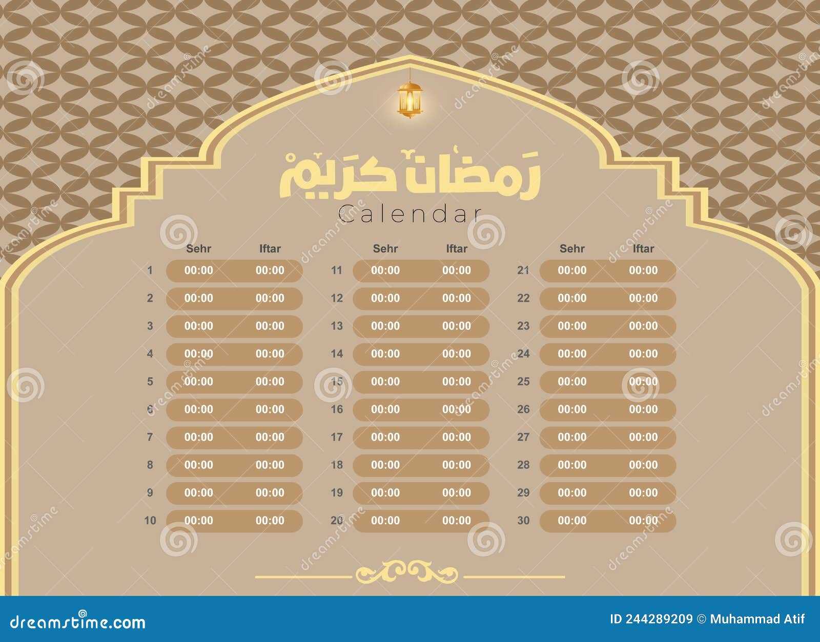 fasting calendar template