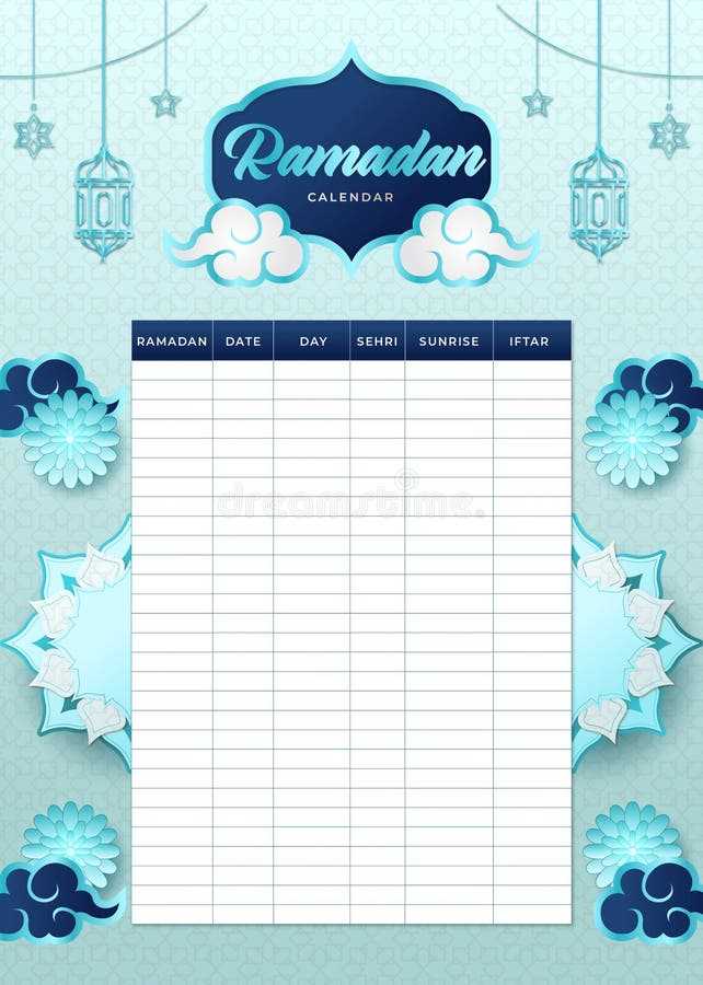 fasting calendar template