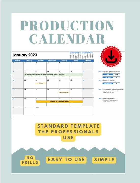 monthly production calendar template