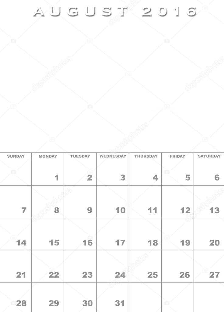 free calendar template with picture space