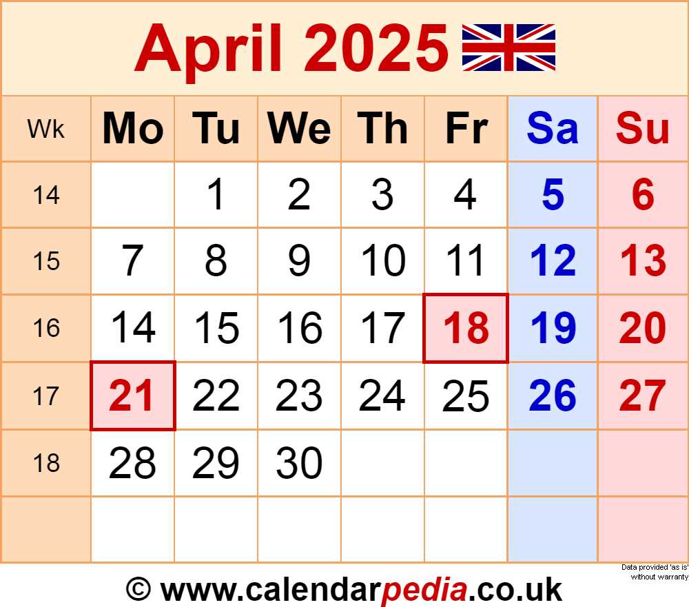 calendar template april 2025