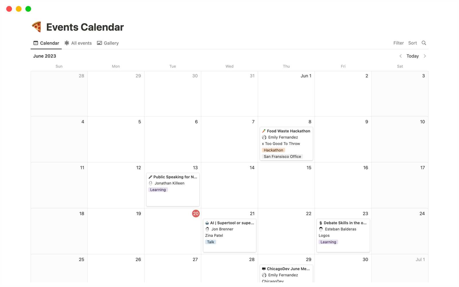 sample of calendar of events templates