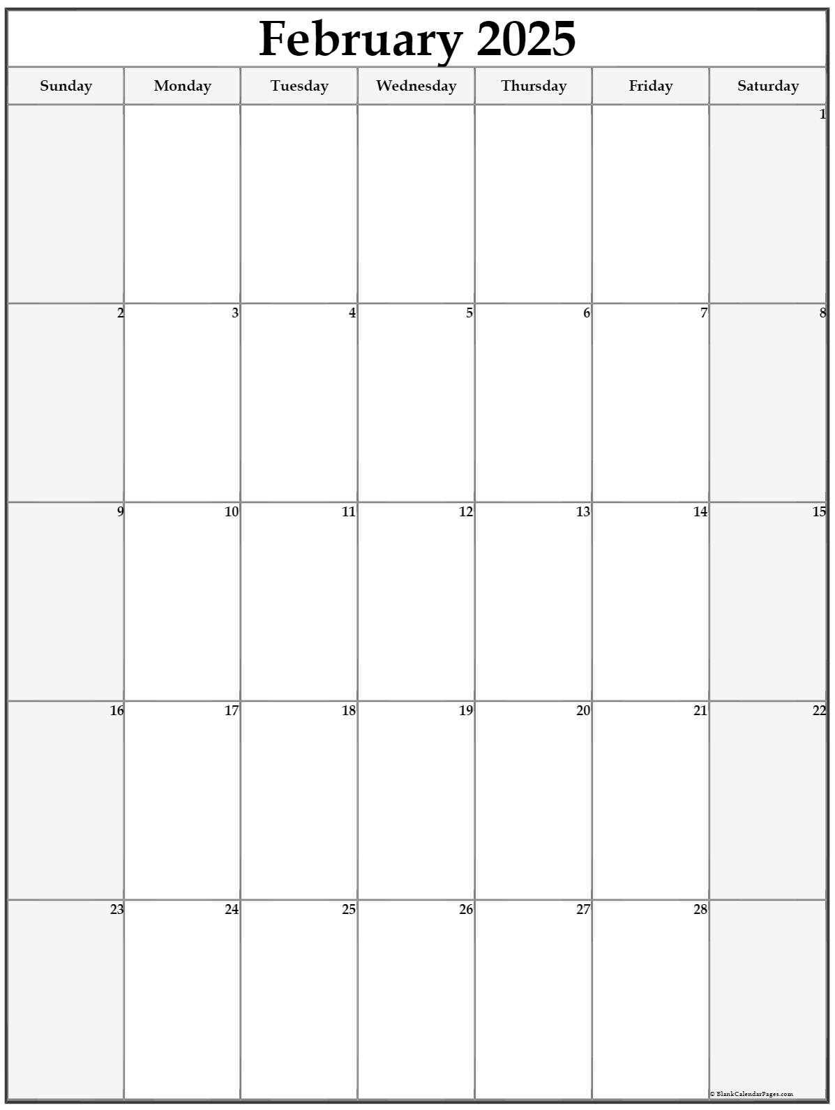 february 2025 calendar template