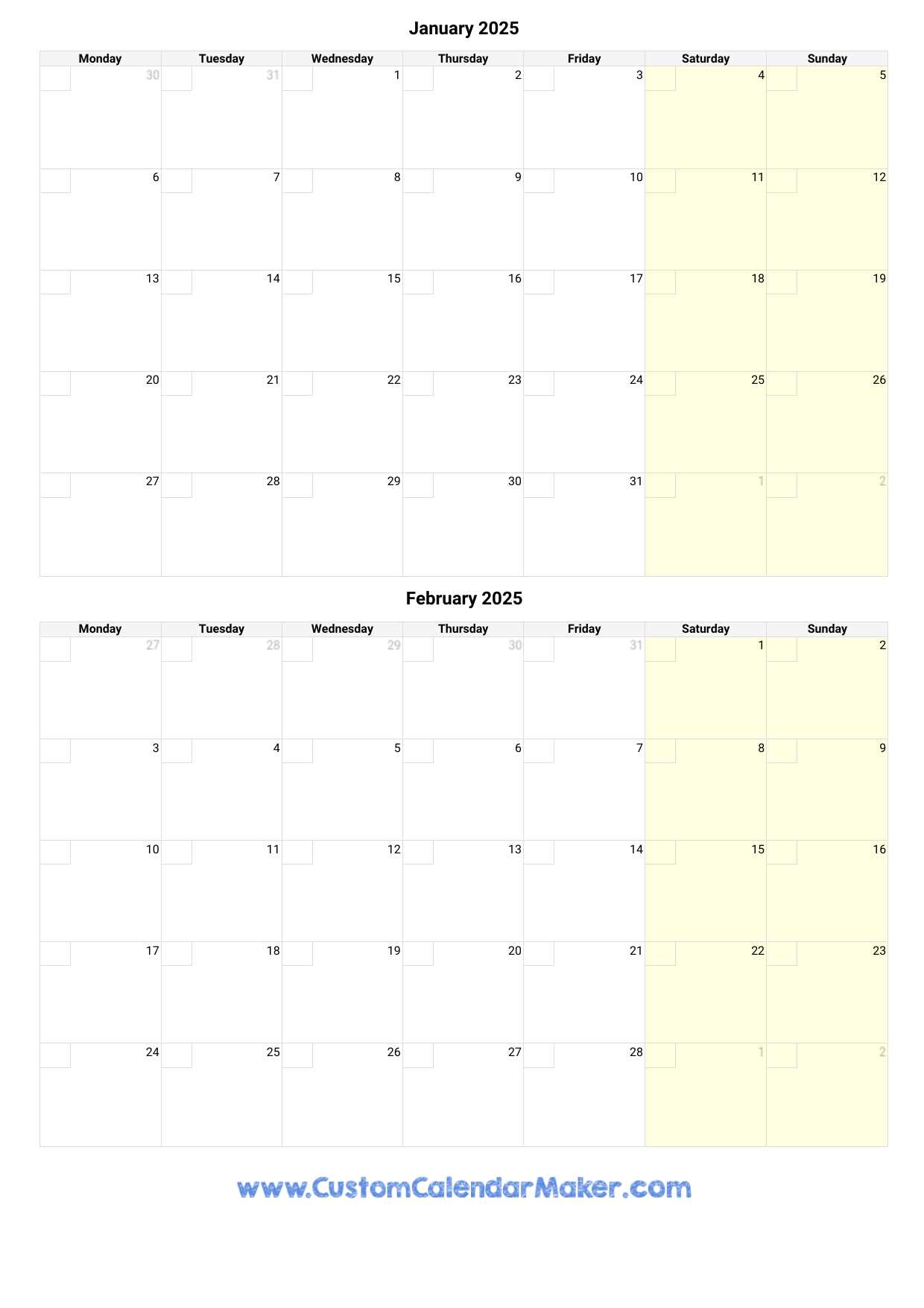 february 2025 calendar template