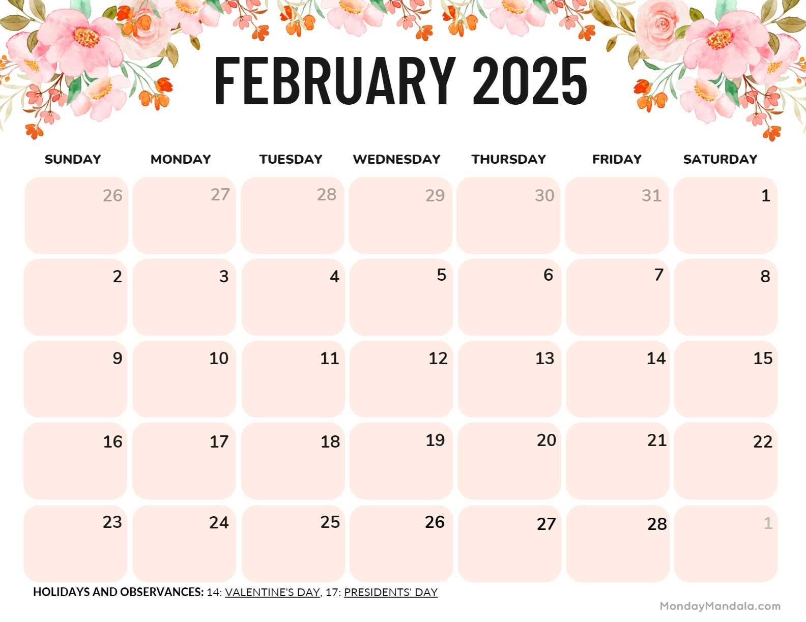 february 2026 calendar template february 2026 calendar template