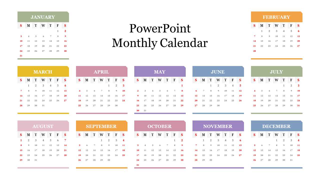 calendar template by month