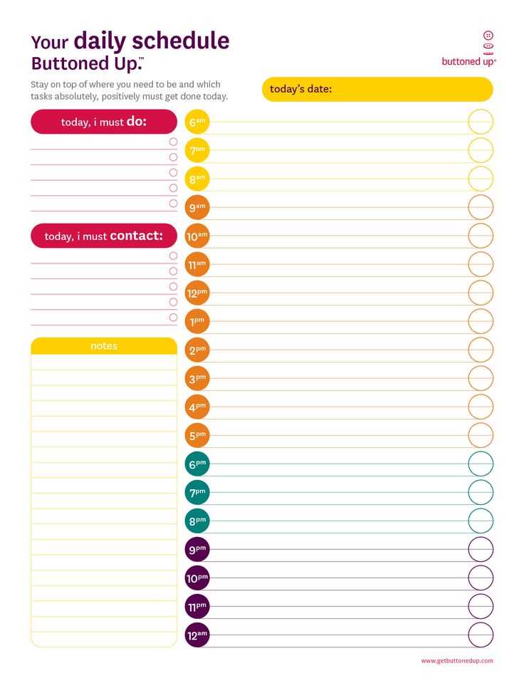 daily routine calendar template