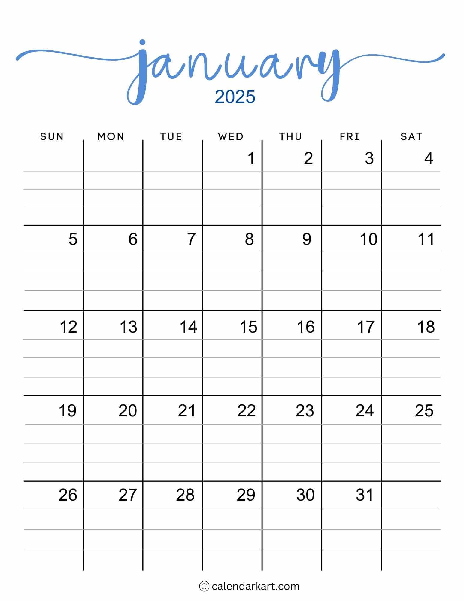 blank january calendar template