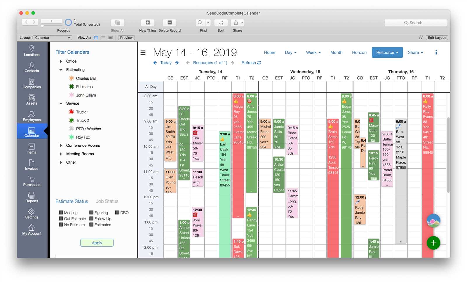 filemaker pro calendar template