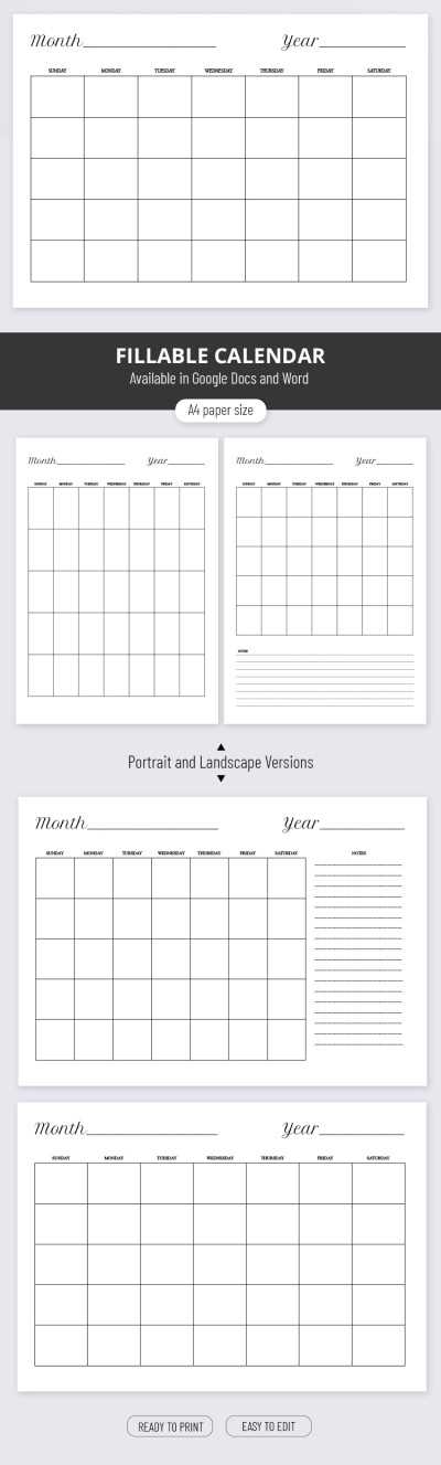 fillable calendar templates