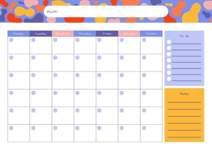 fillable monthly calendar template