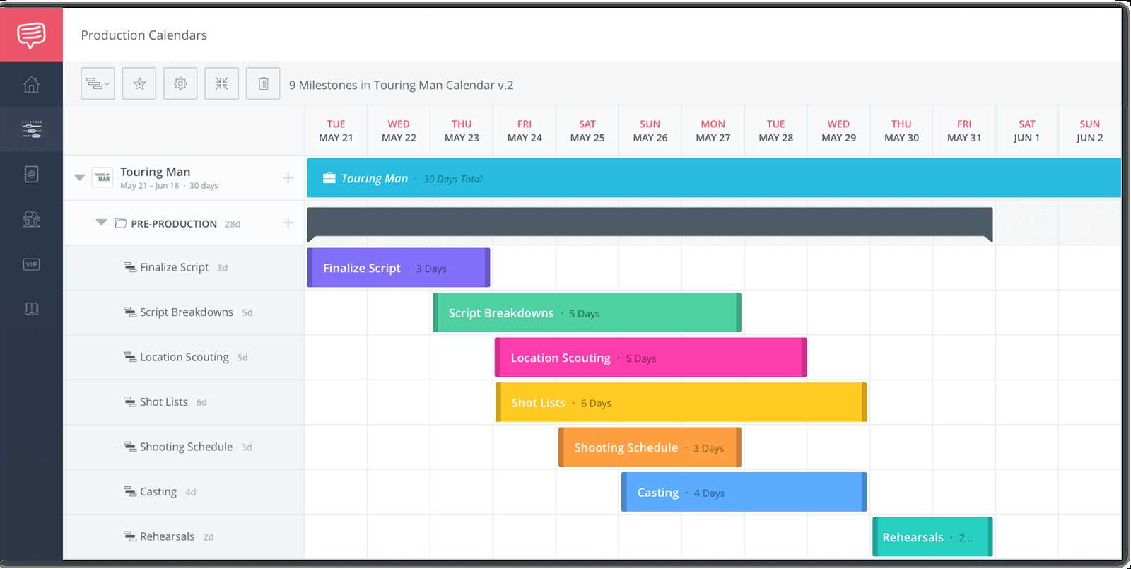 film production calendar template