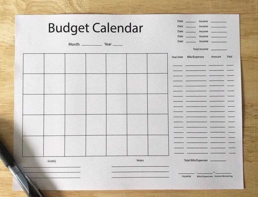 finance calendar template