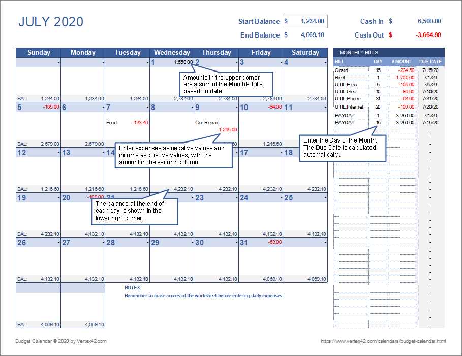 financial year calendar template