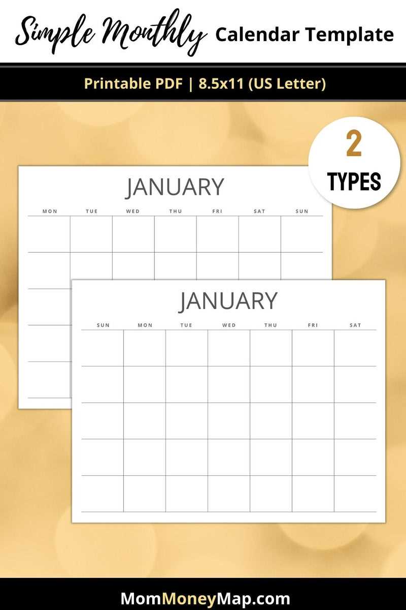 simple calendar template