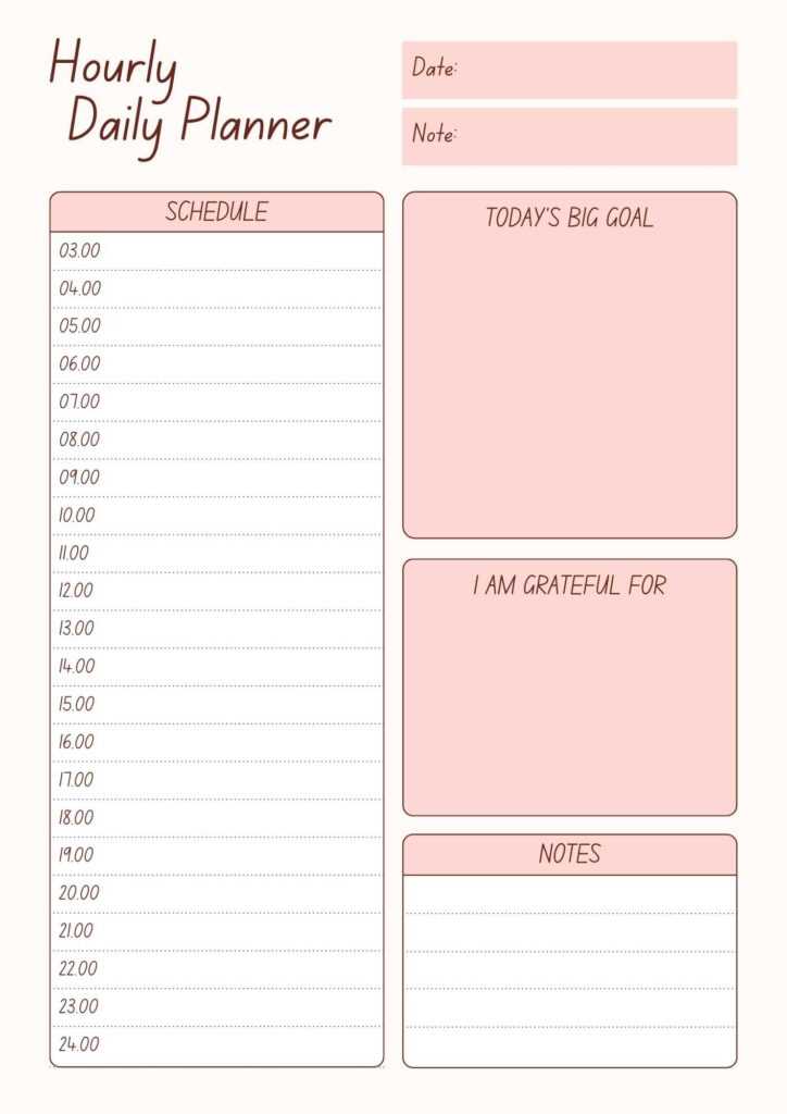 calendar hourly template