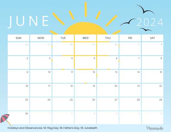 june calendar template free