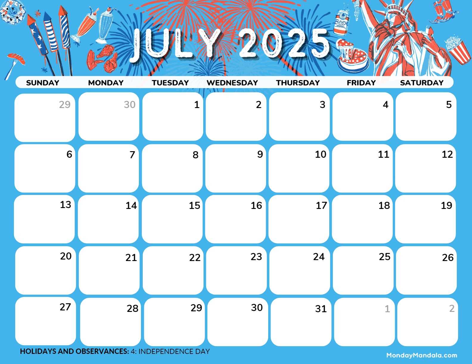 july 2025 calendar template