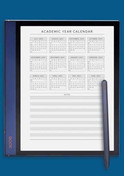 academic year at a glance calendar template