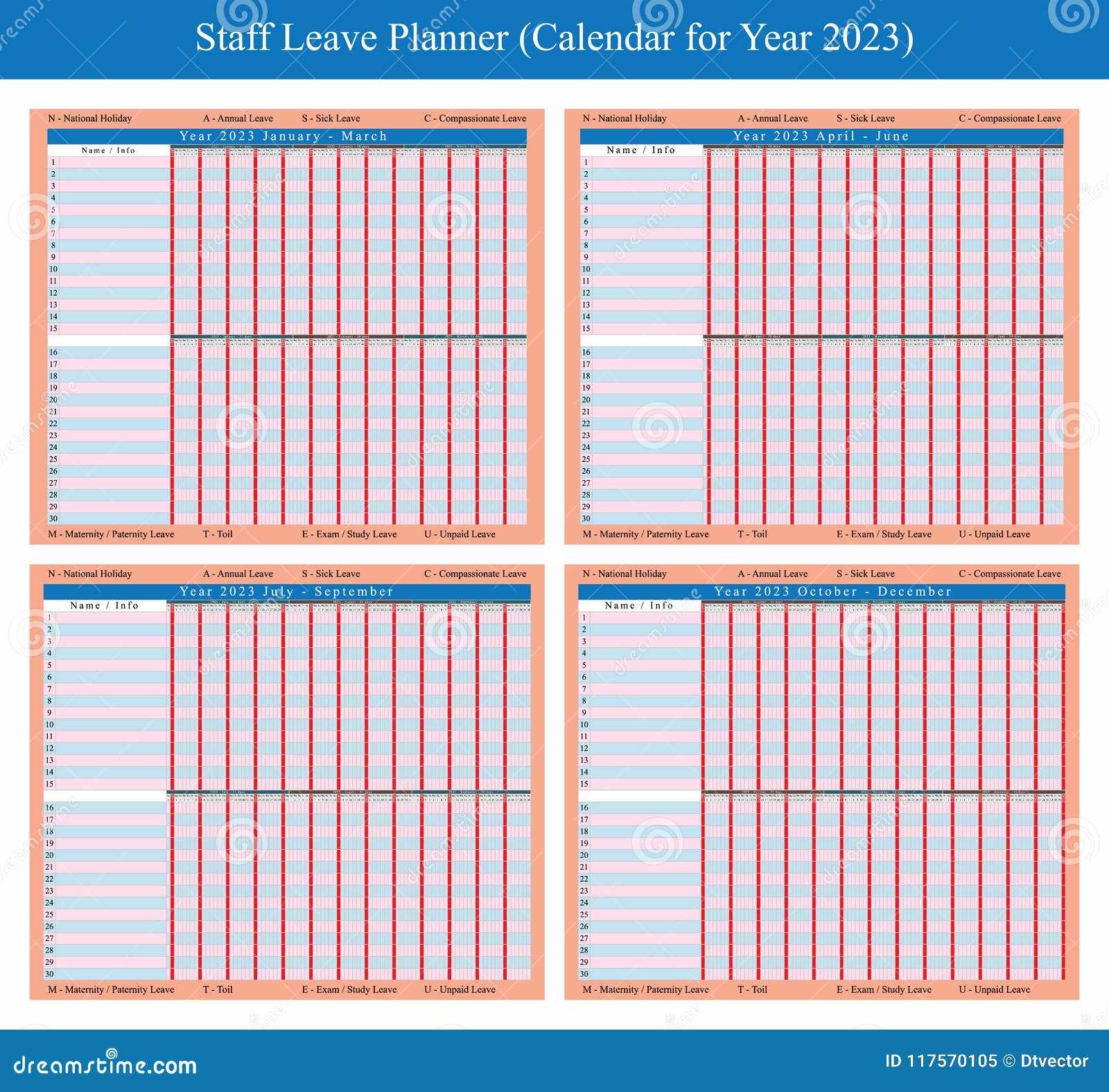 staff leave calendar template