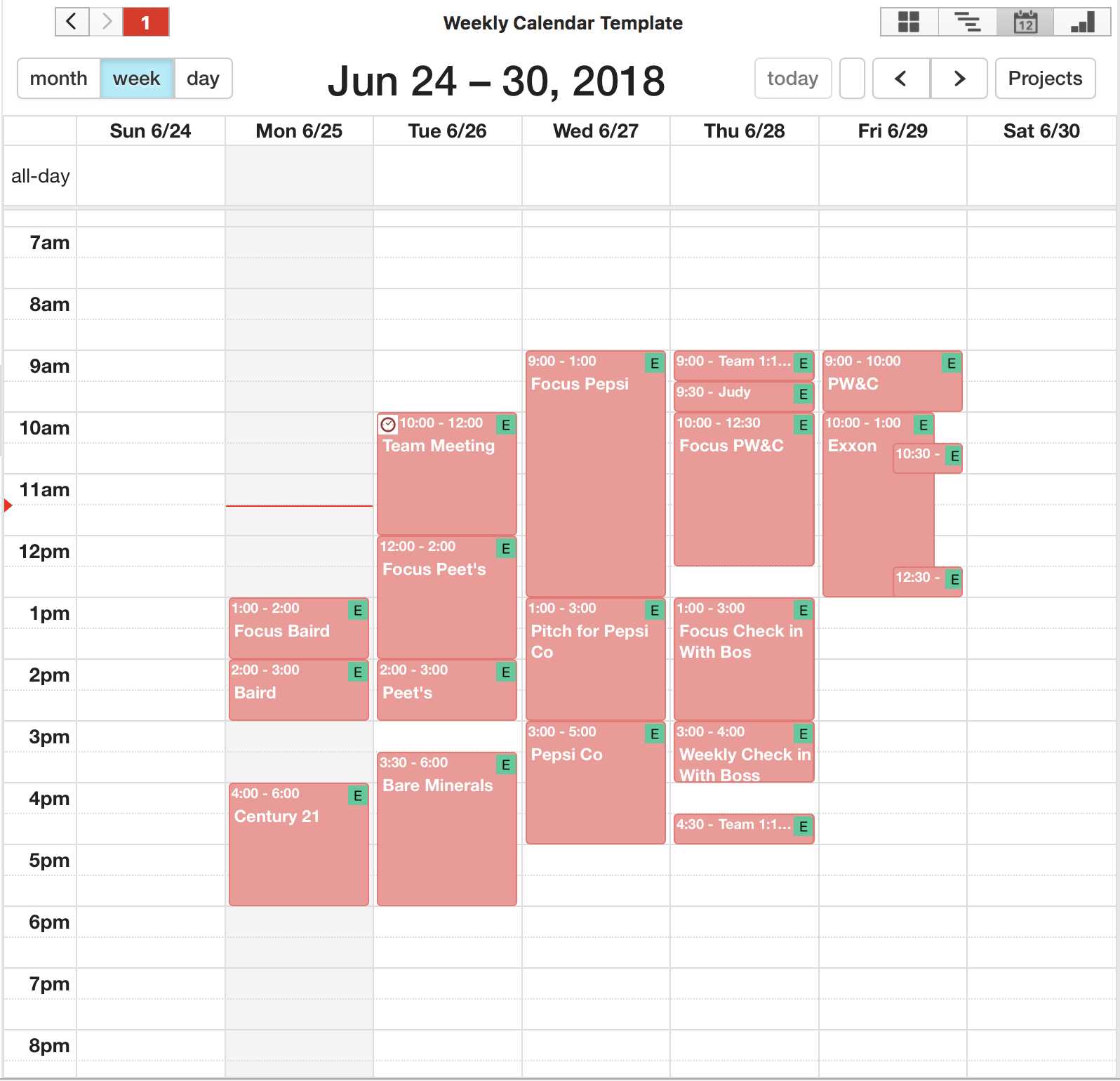 focus calendar template