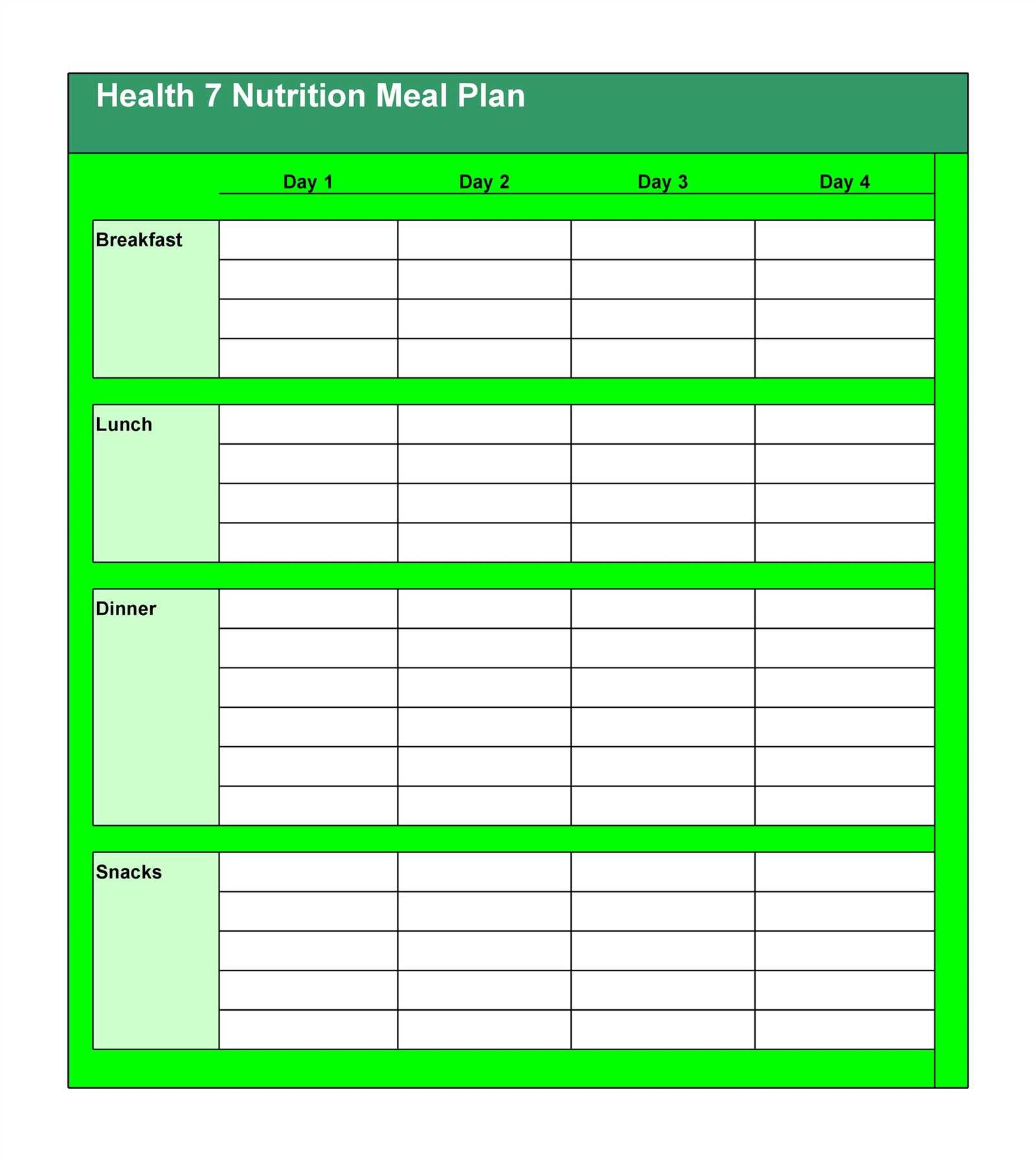 nutrition calendar template