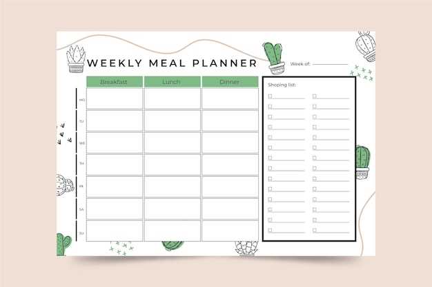 food menu calendar template